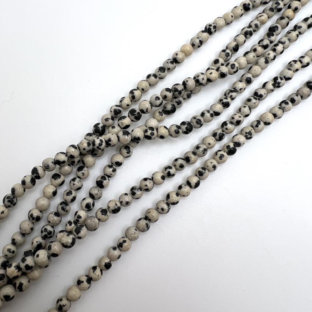 4mm Smooth Round, Dalmatian Jasper Beads (16