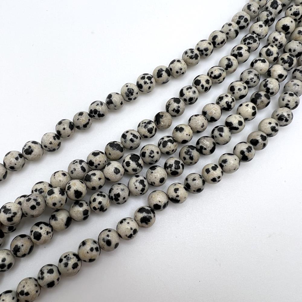 6mm Smooth Round, Dalmatian Jasper Beads (16