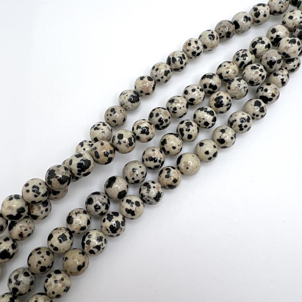 8mm Smooth Round, Dalmatian Jasper Beads (16