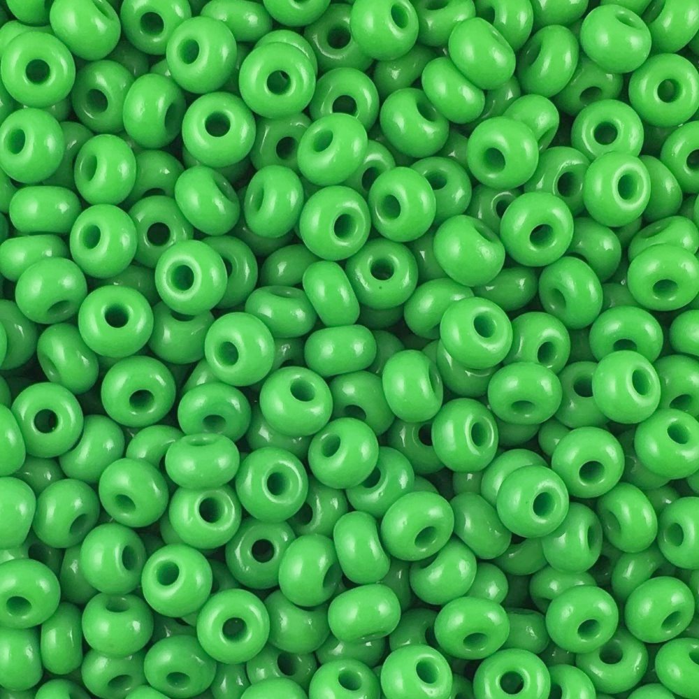 Czech Seed Beads Size 6/0 - Opaque Green (Approx. 1/2 LB , 250 Grams)