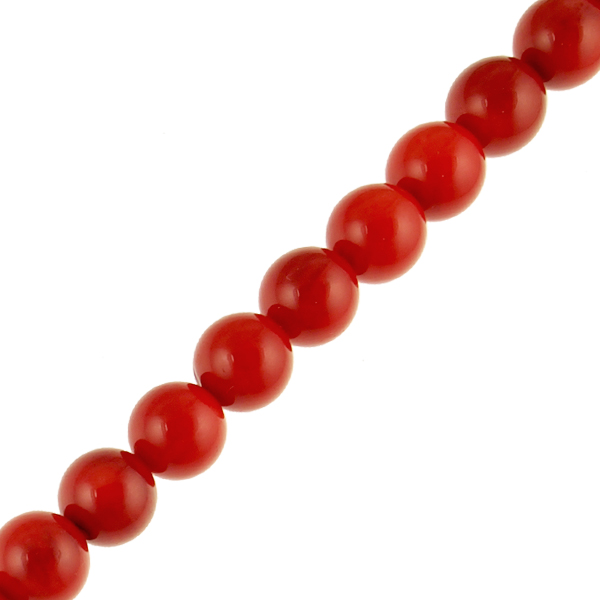 8mm Smooth Round, Red Coral Bamboo Beads (16