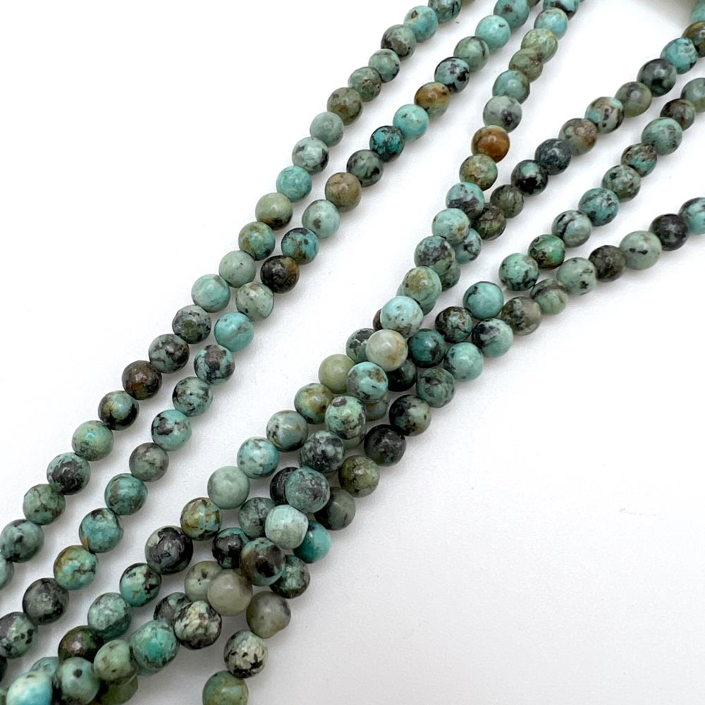 4mm Smooth Round African Turquoise Beads (16