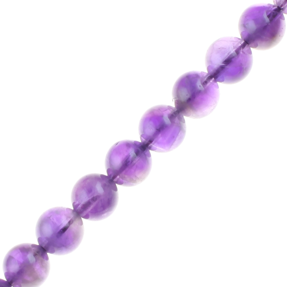 8mm Smooth Round, Natural Amethyst Beads (16