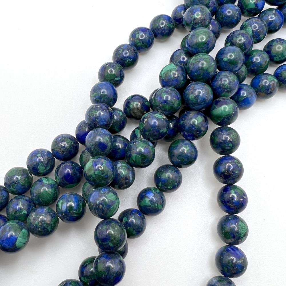 10mm Smooth Round Azurite Gemstone Beads (16