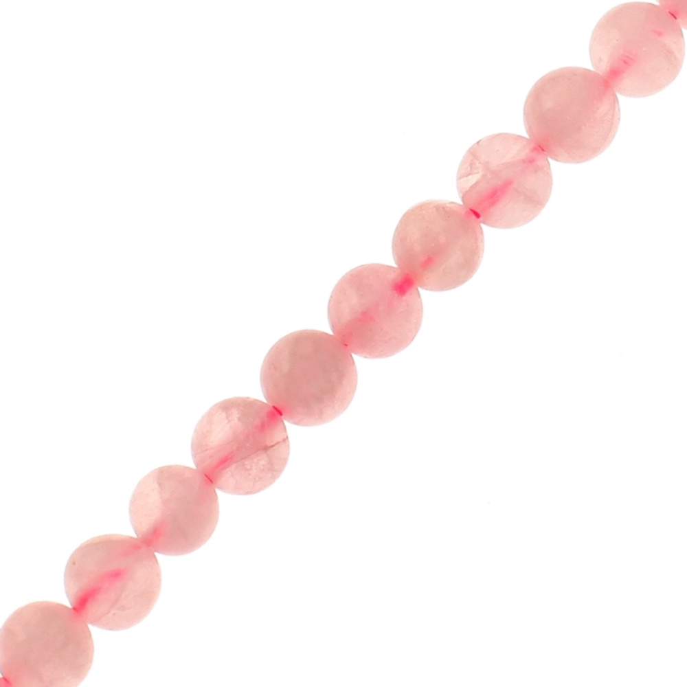 8mm Smooth Round, Natural Rose Quartz Beads (16