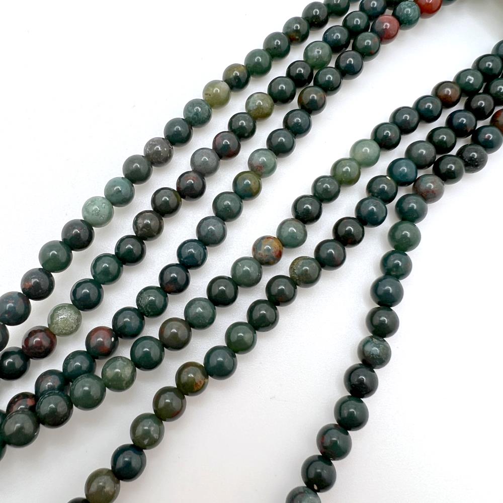 3mm Smooth Round, Bloodstone Beads (16