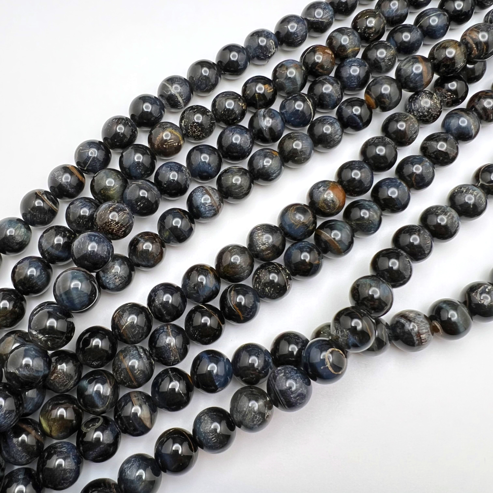 10mm Smooth Round, Blue Tiger Eye Bead (16