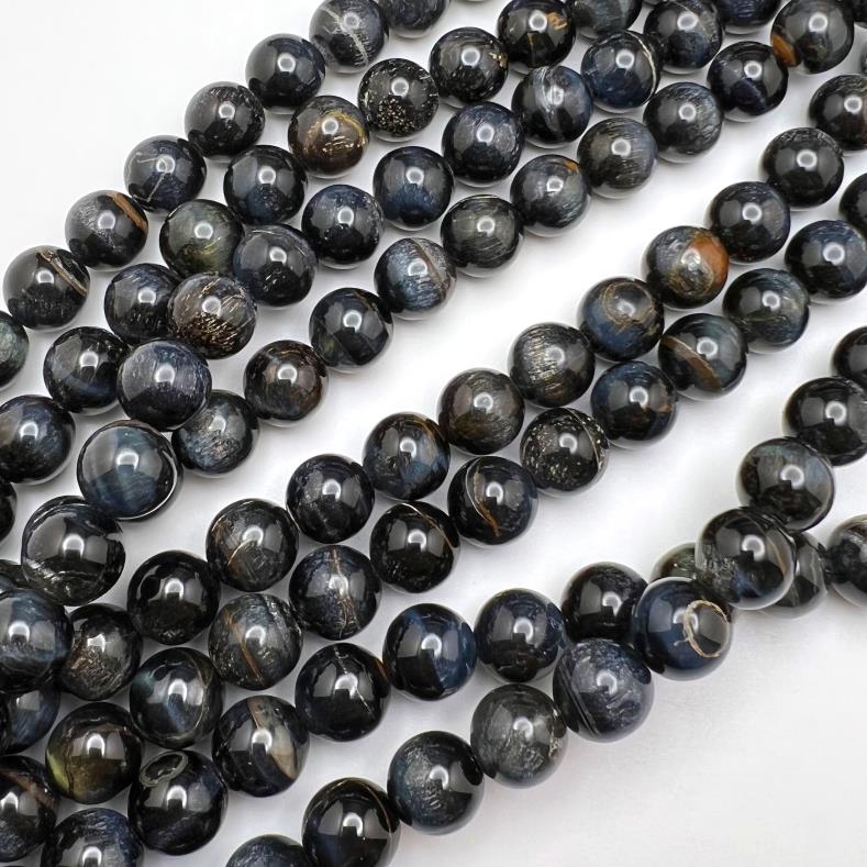 12mm Smooth Round, Blue Tiger Eye Bead (16
