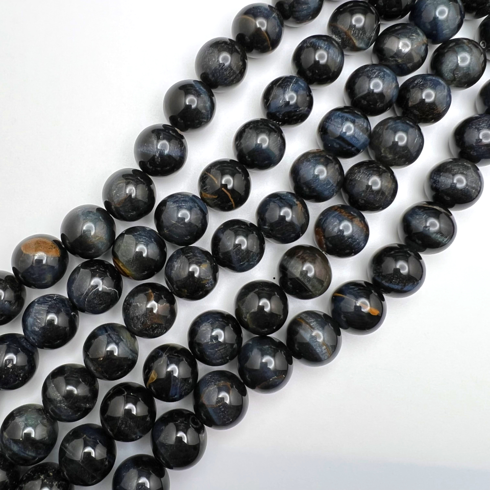 14mm Smooth Round, Blue Tiger Eye Bead (16