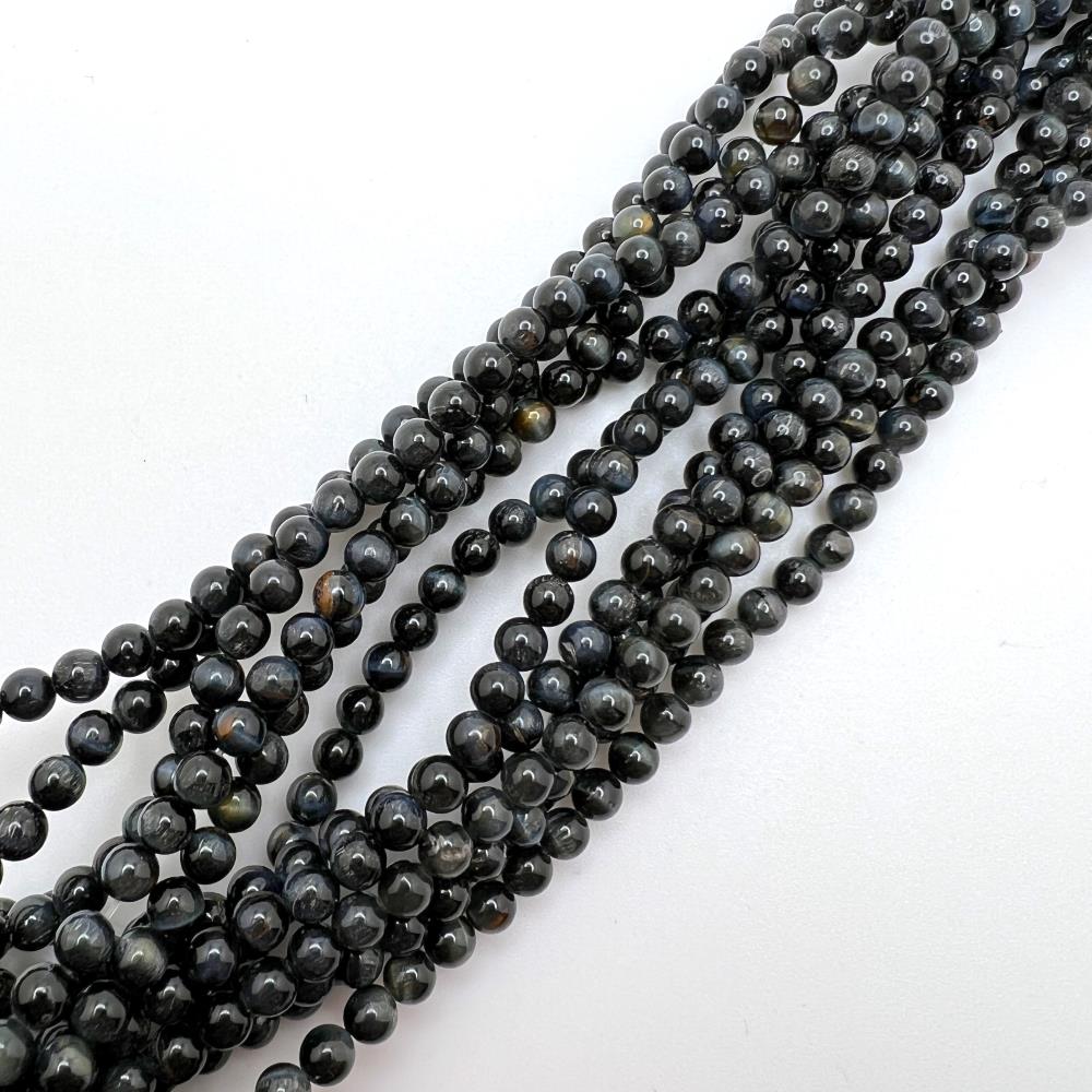 4mm Smooth Round, Blue Tiger Eye Bead (16