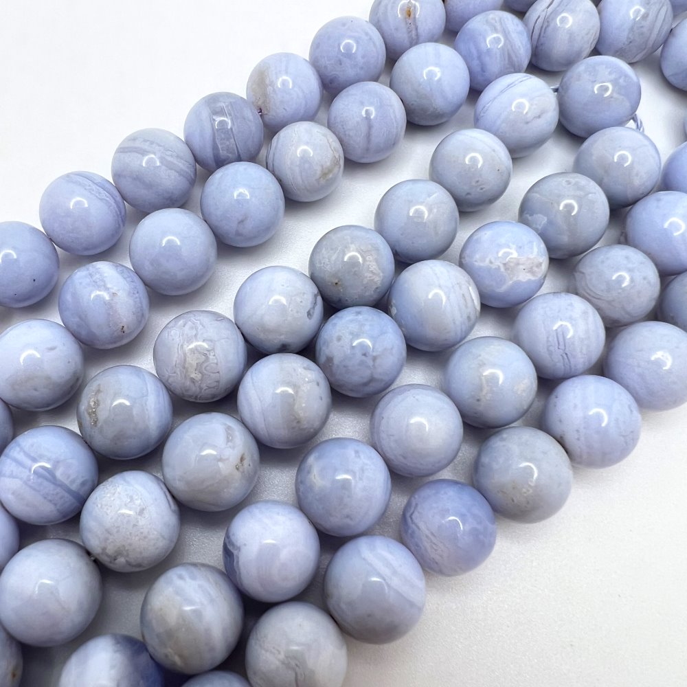 12mm Smooth Round, Blue Lace Agate Beads (16