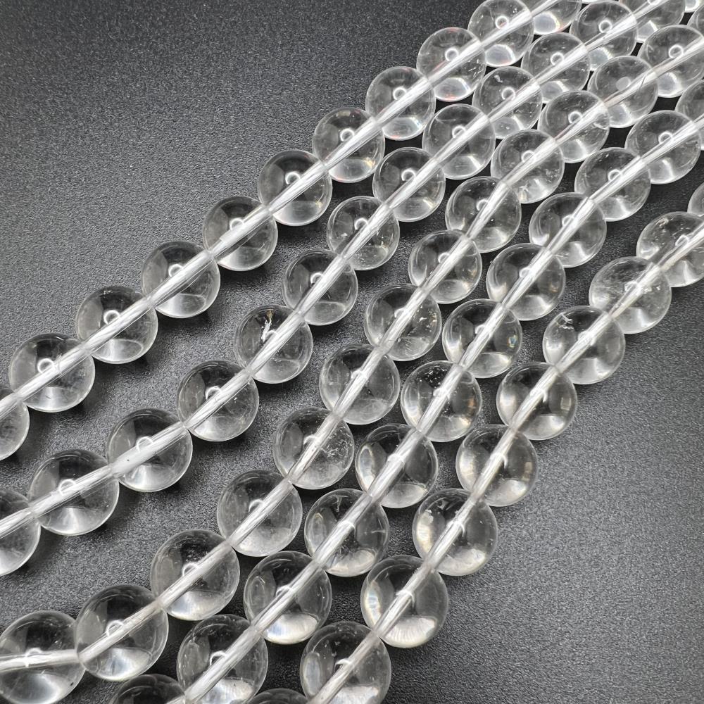 10mm Smooth Round, Natural Crystal Quartz Beads (16