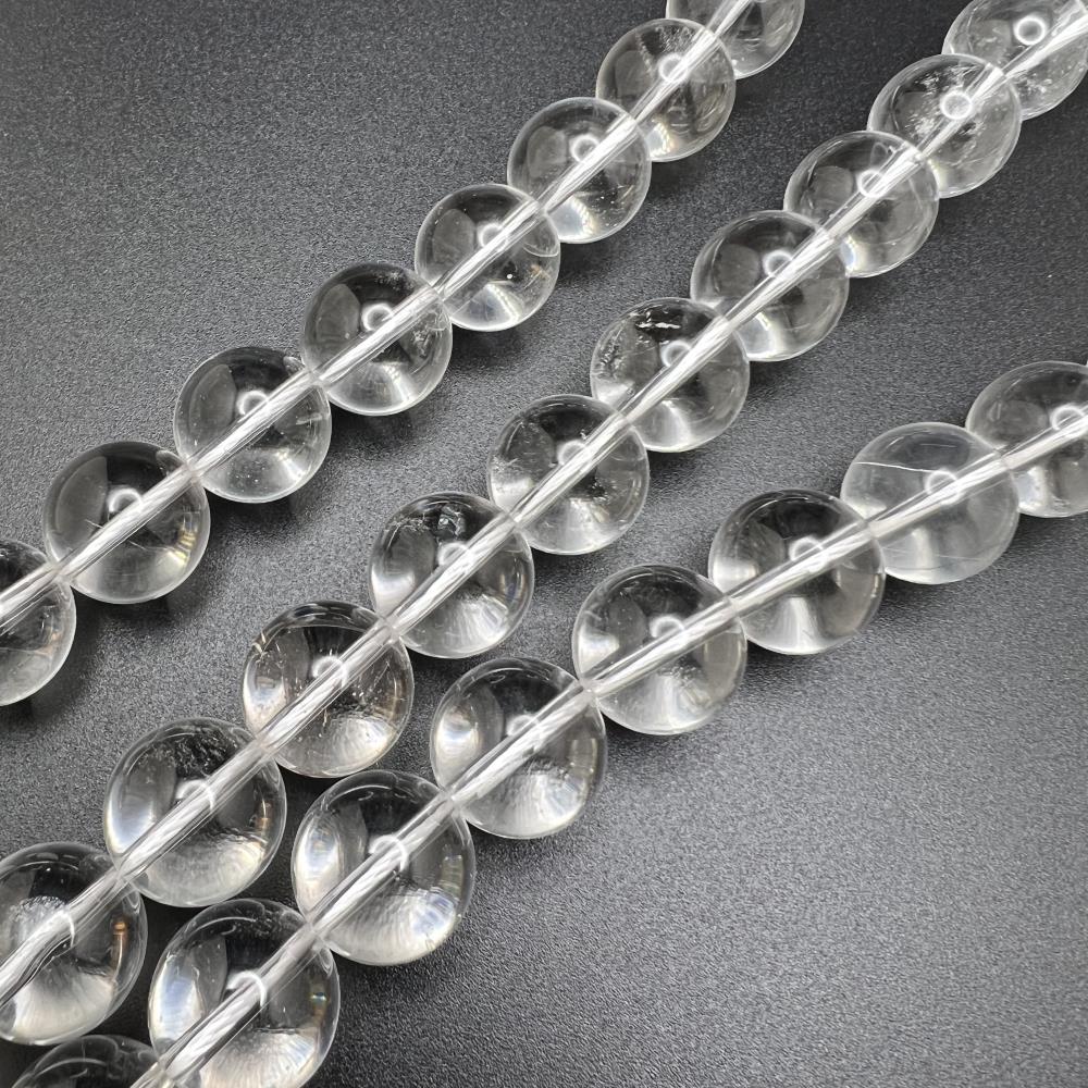 14mm Smooth Round, Natural Crystal Quartz Beads (16