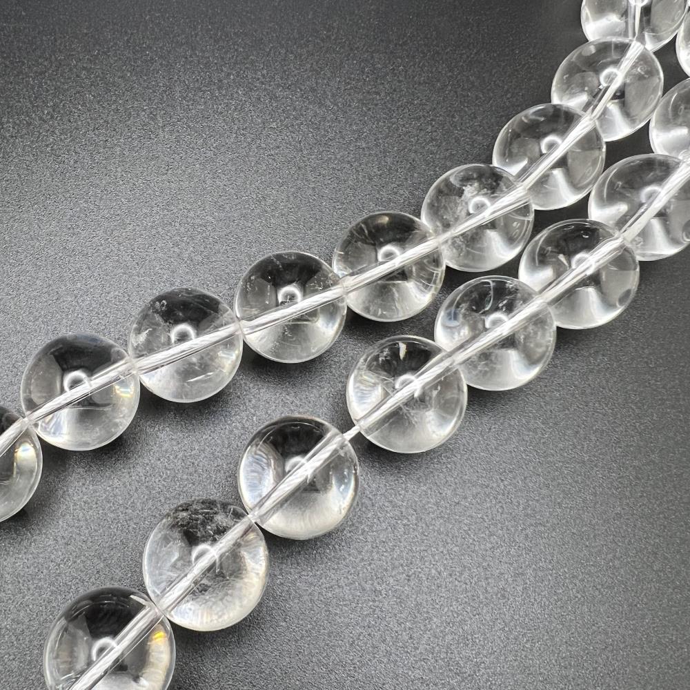 16mm Smooth Round, Natural Crystal Quartz Beads (16