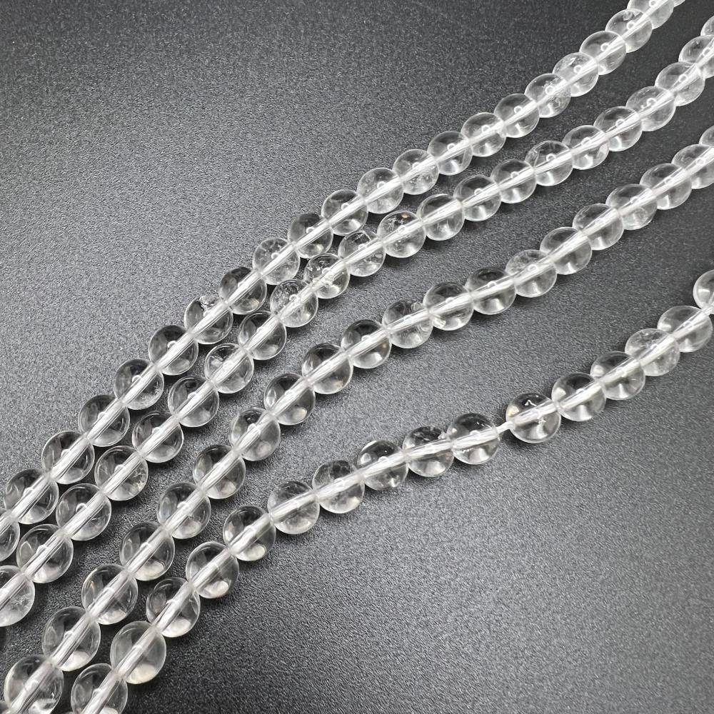 6mm Smooth Round, Natural Crystal Quartz Beads (16
