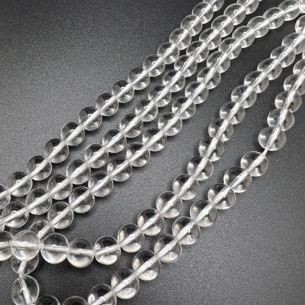 8mm Smooth Round, Natural Crystal Quartz Beads (16