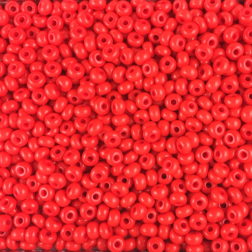 Czech Seed Beads Size 10/0 - Opaque Bright Red (Approx. 1/2 LB , 250 Grams)