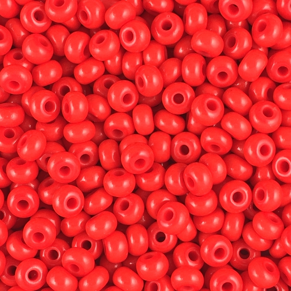 Czech Seed Beads Size 6/0 - Opaque Bright Red (Approx. 1/2 LB , 250 Grams)