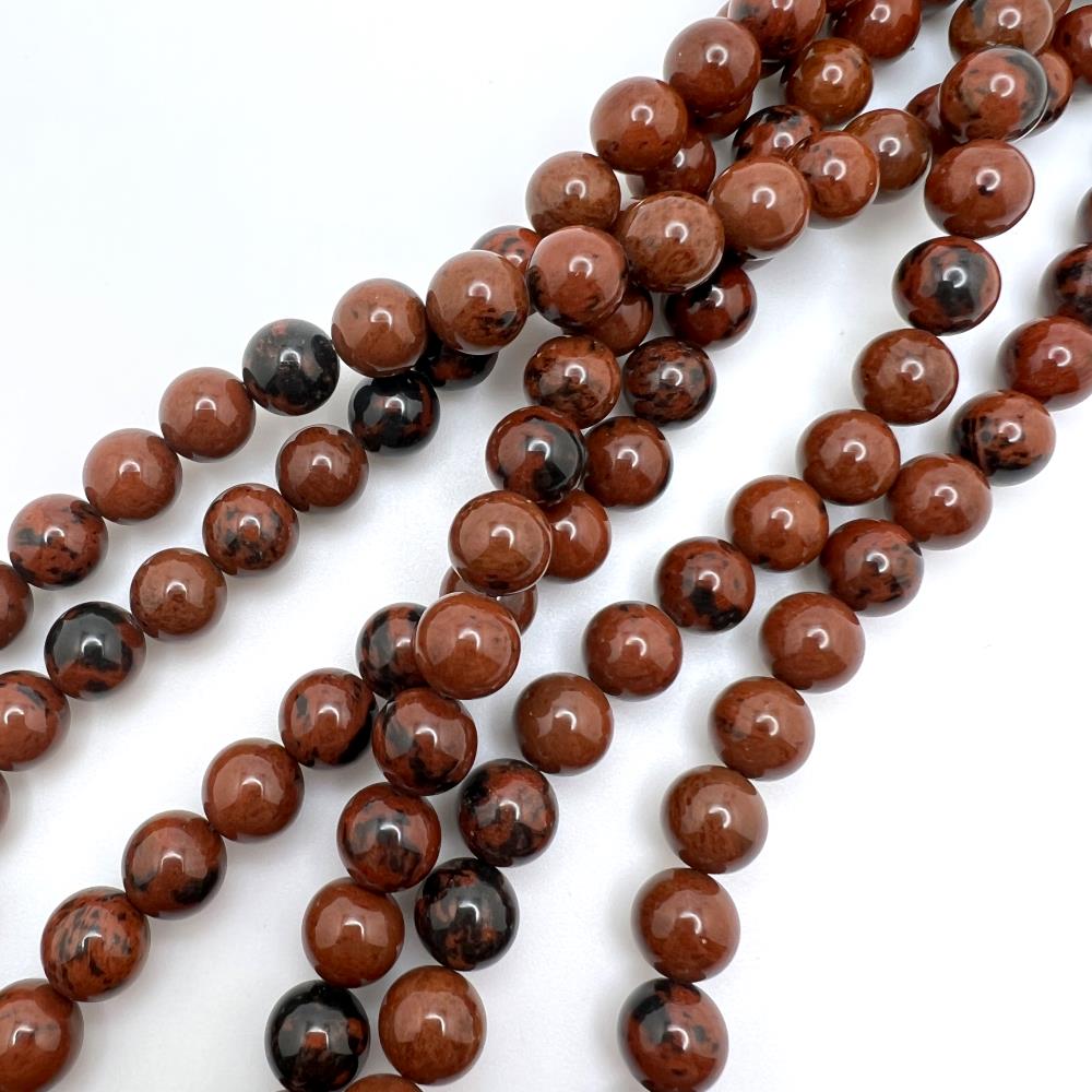 8mm Smooth Round, Mahogany Obsidian Beads (16