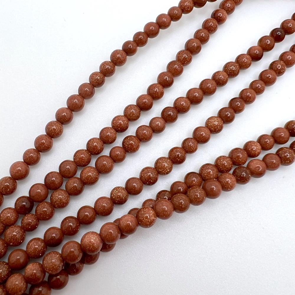 4mm Smooth Round, Gold Stone Beads (16