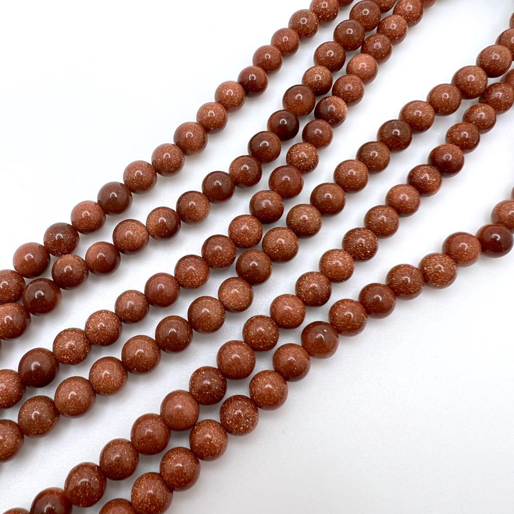 6mm Smooth Round, Gold Stone Beads (16