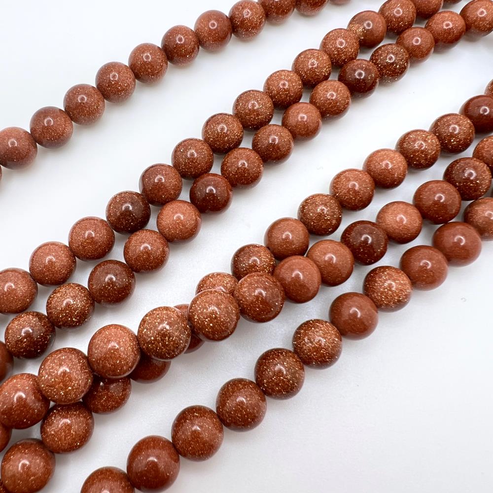 8mm Smooth Round, Gold Stone Beads (16