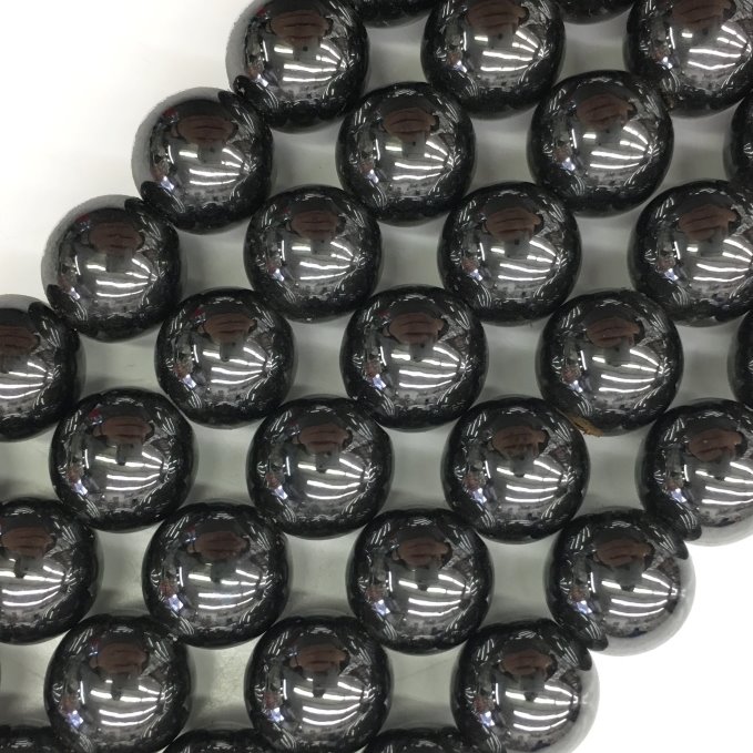 12mm Smooth Round, Hematite Beads (16