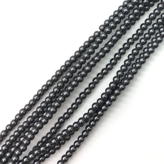 4mm Smooth Round, Hematite Beads (16