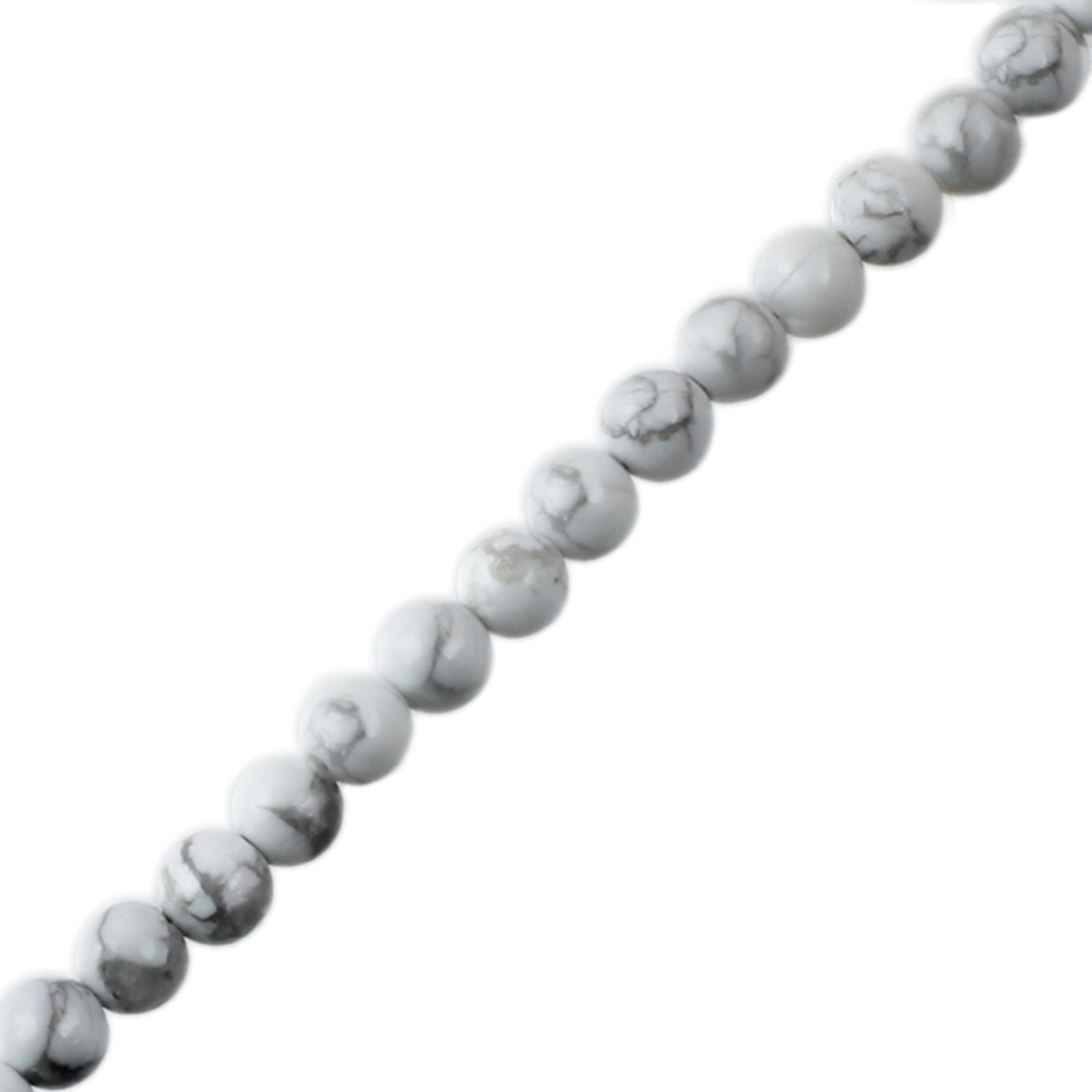 6mm Smooth Round, Howlite White Beads (16