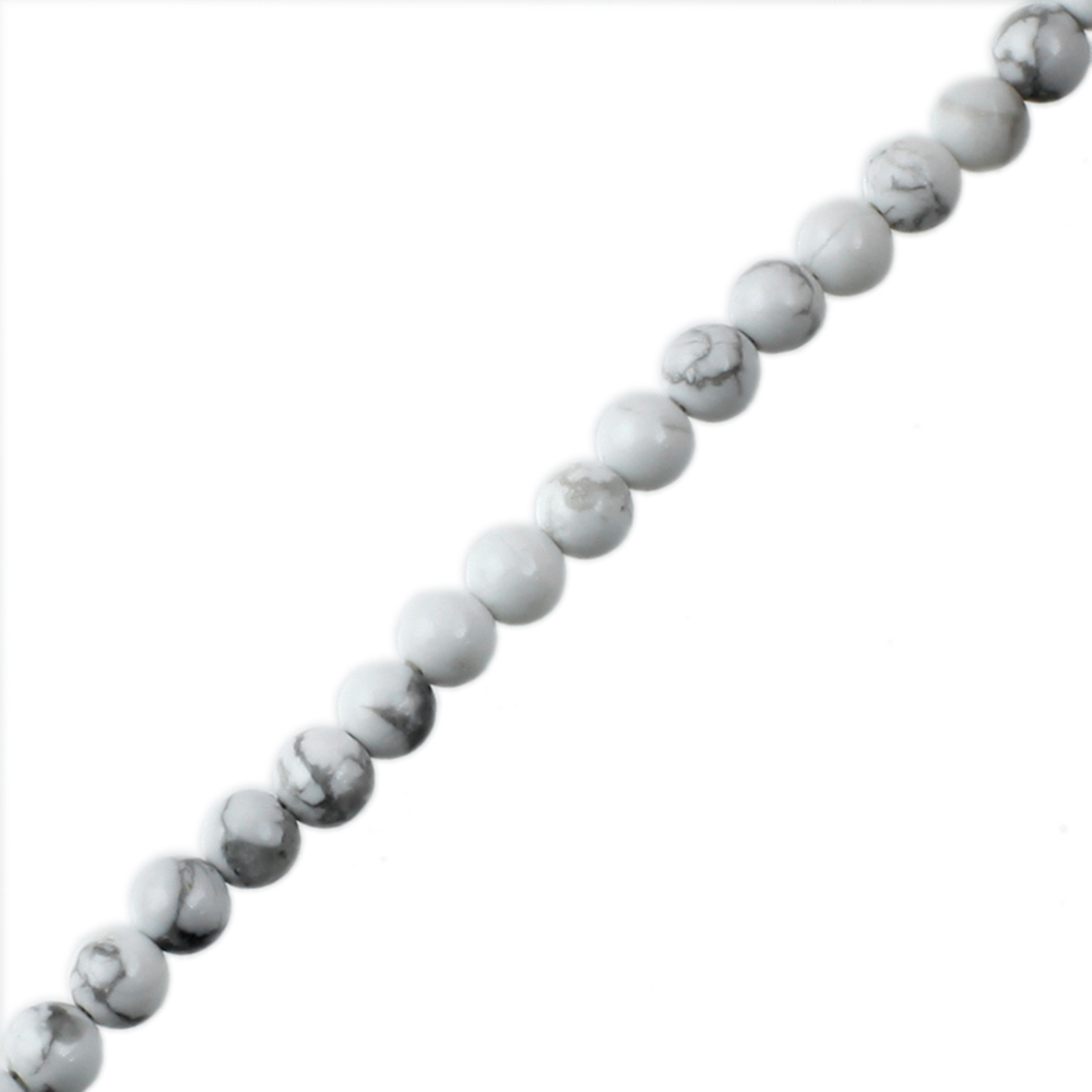 3mm Smooth Round, Howlite White Beads (16