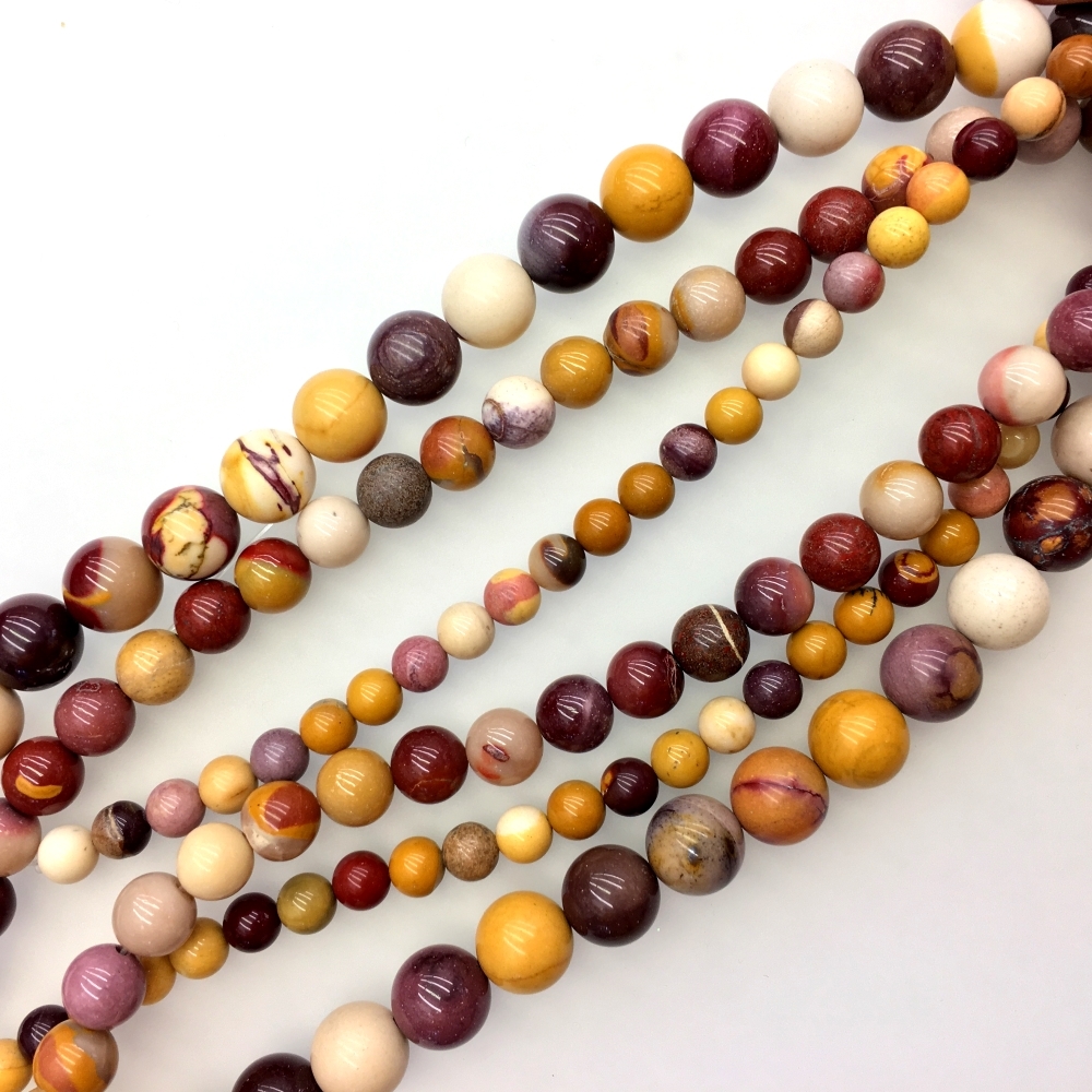 8mm Smooth Round Natural Mookaite Jasper Beads (16