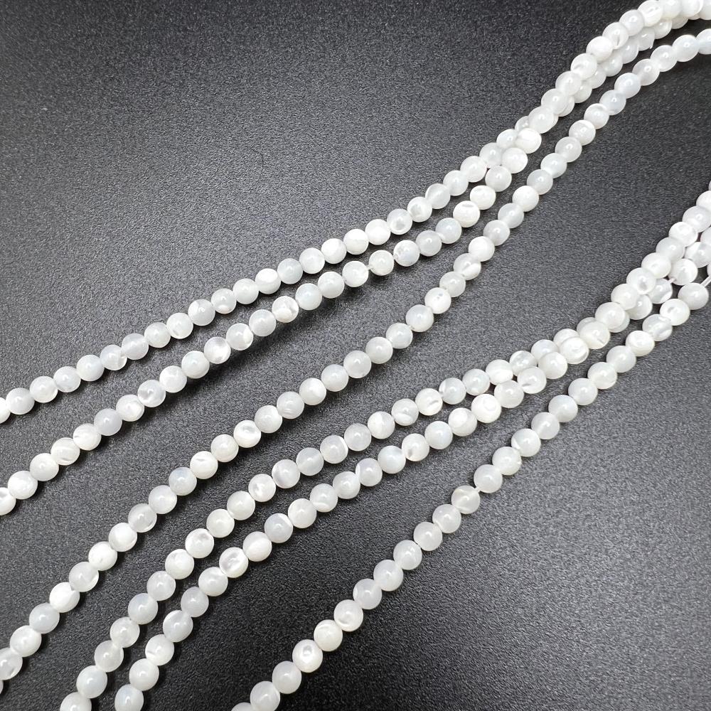 3mm Smooth Round, White MOP (Mother of Pearl) Beads (16