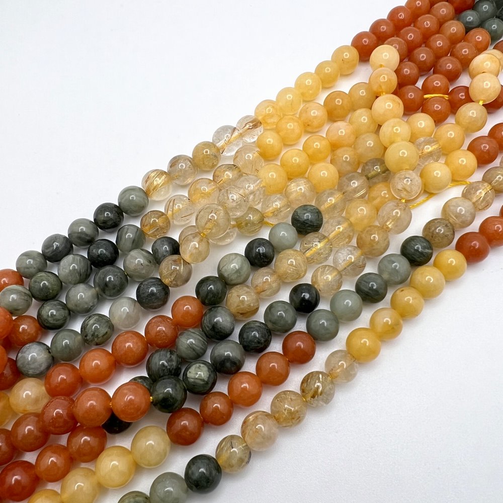 6mm Smooth Round, Multi Rutilated Quartz Beads (16