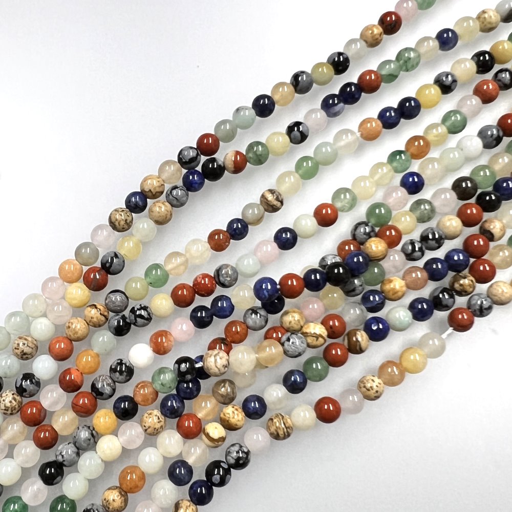 3mm Smooth Round, Multi Stone Beads (16