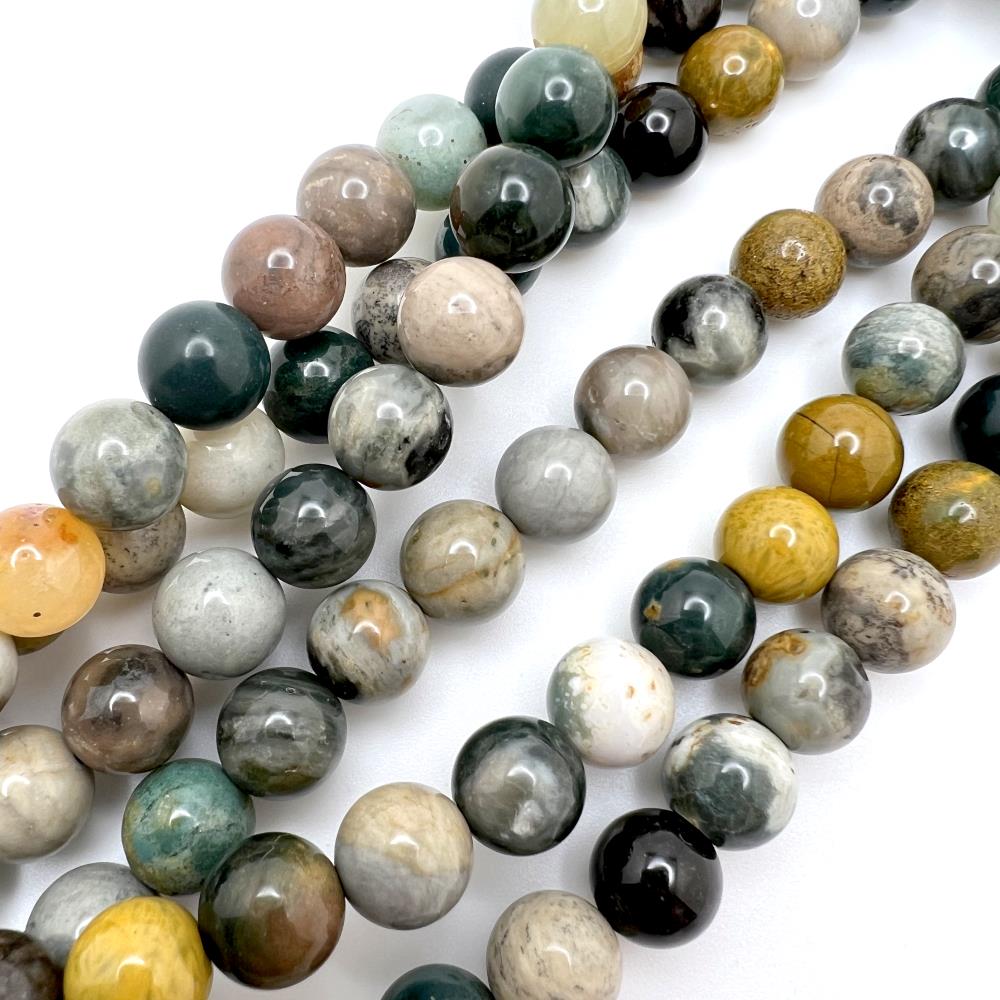 10mm Smooth Round, Ocean Jasper Beads (16