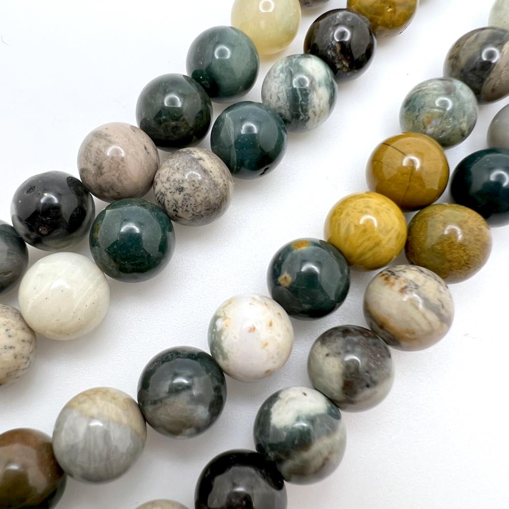 12mm Smooth Round, Ocean Jasper Beads (16
