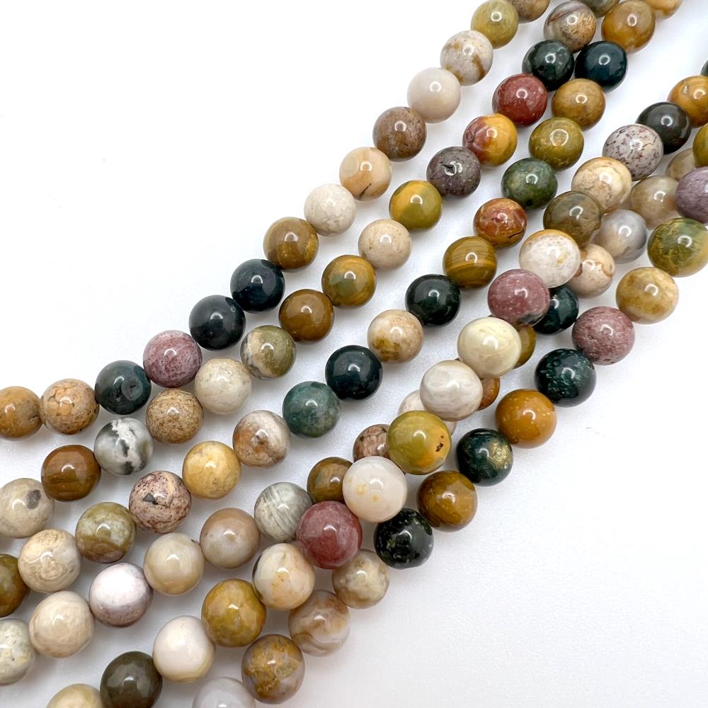 6mm Smooth Round, Ocean Jasper Beads (16