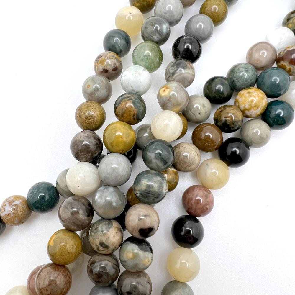 8mm Smooth Round, Ocean Jasper Beads (16