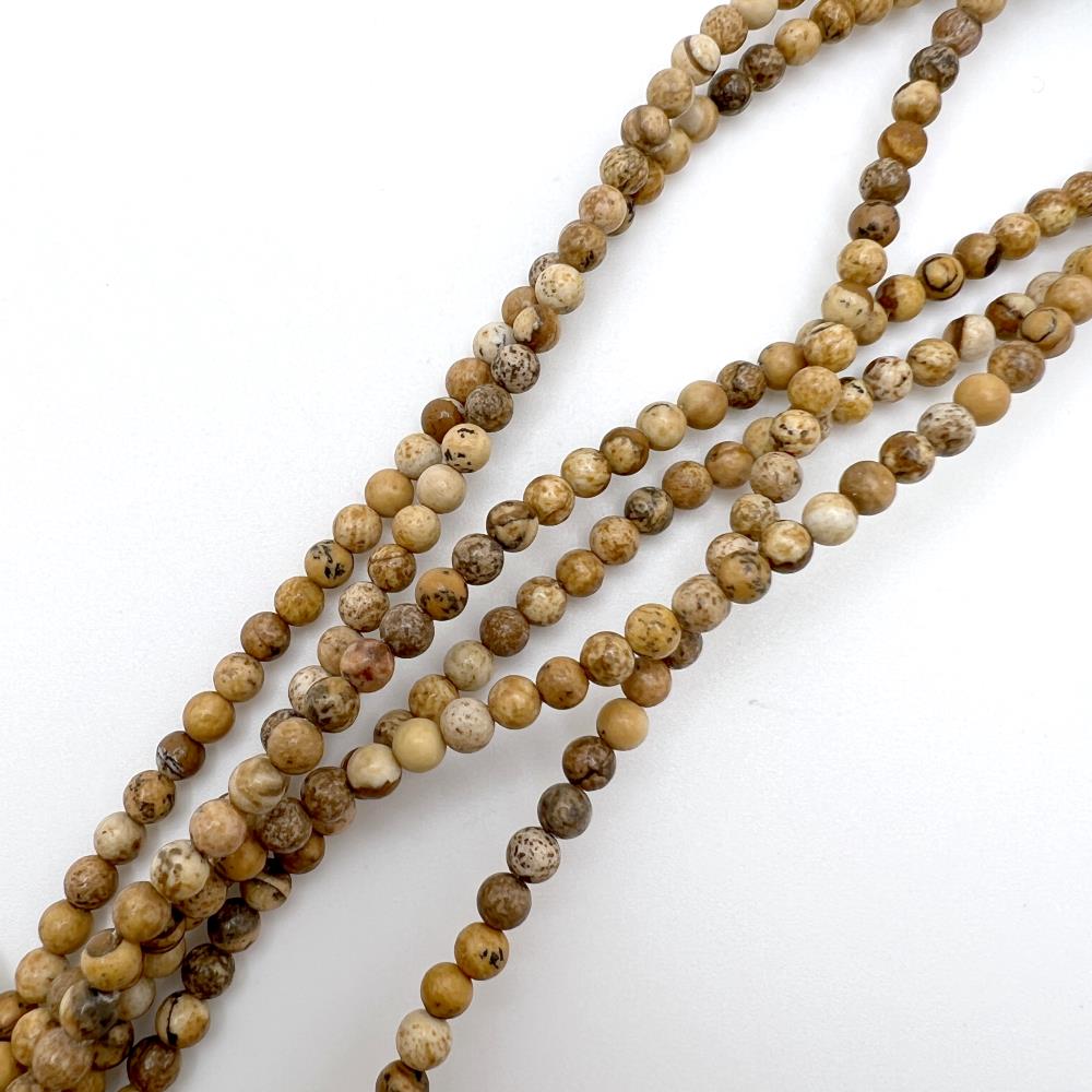 4mm Smooth Round, Picture Jasper Beads (16