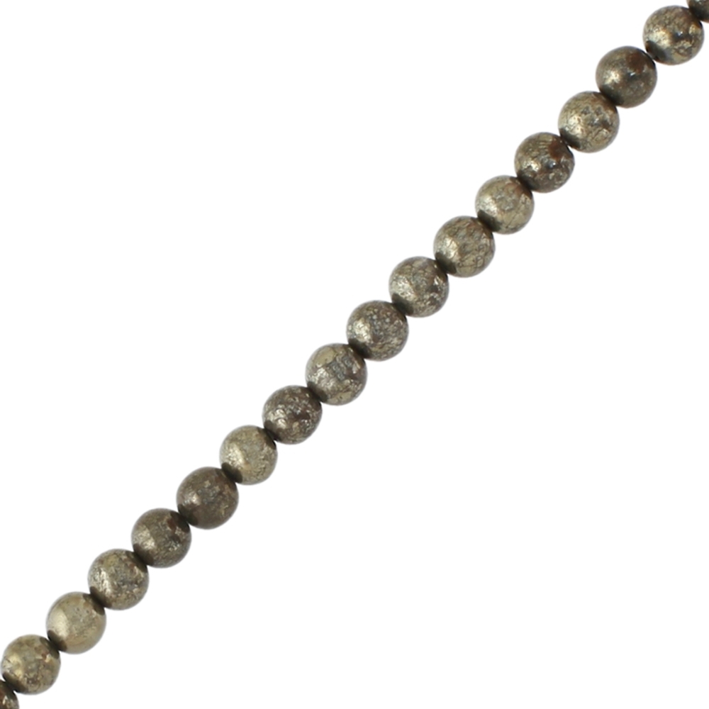 4mm Smooth Round, Pyrite Beads (16