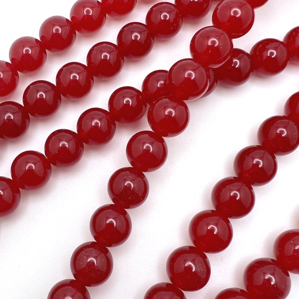 10mm Smooth Round, Red Jade Beads (16