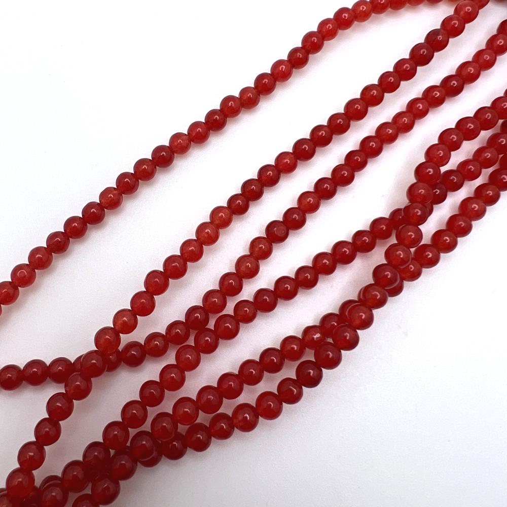 3mm Smooth Round, Red Jade Beads (16