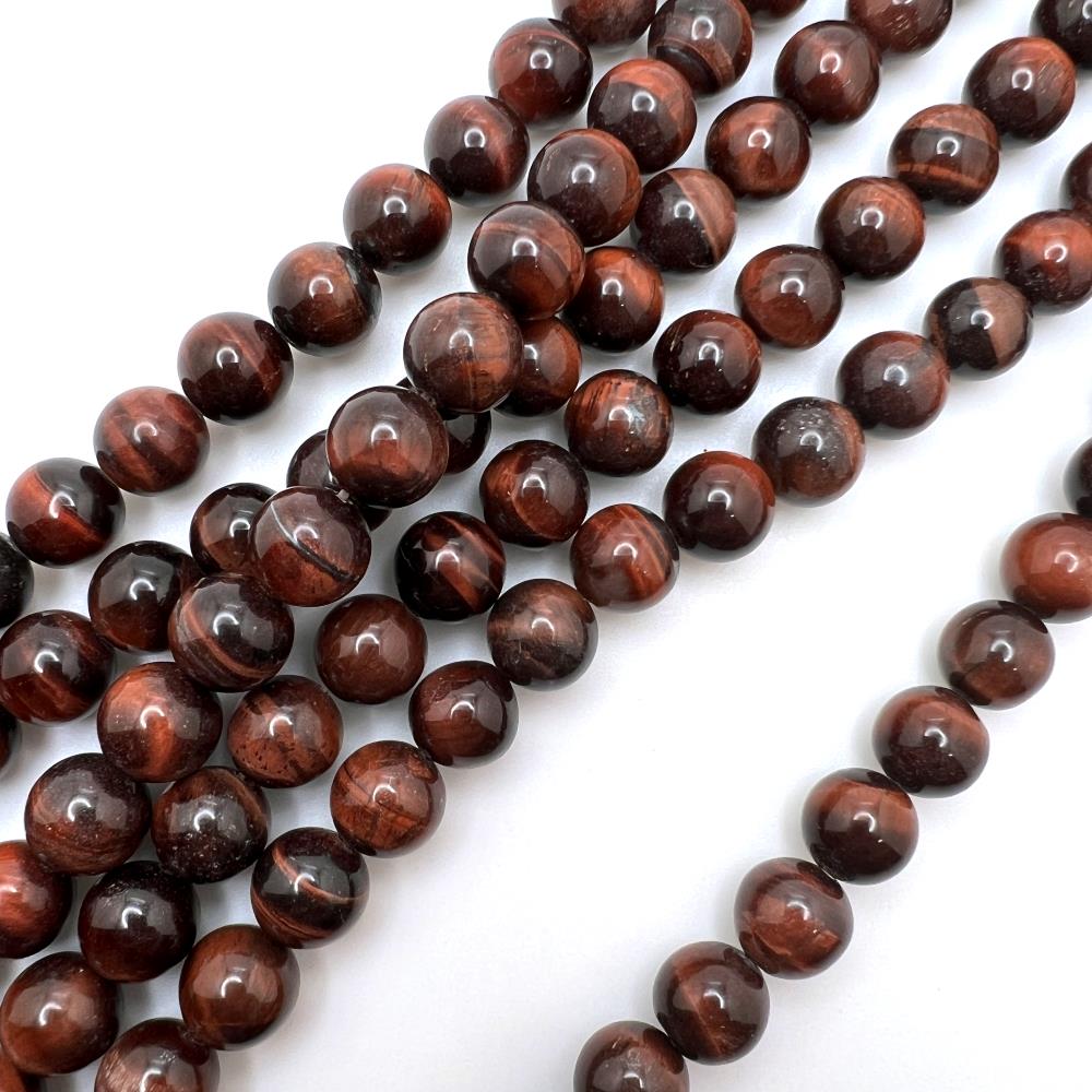 10mm Smooth Round, Red Tiger Eye Beads (16