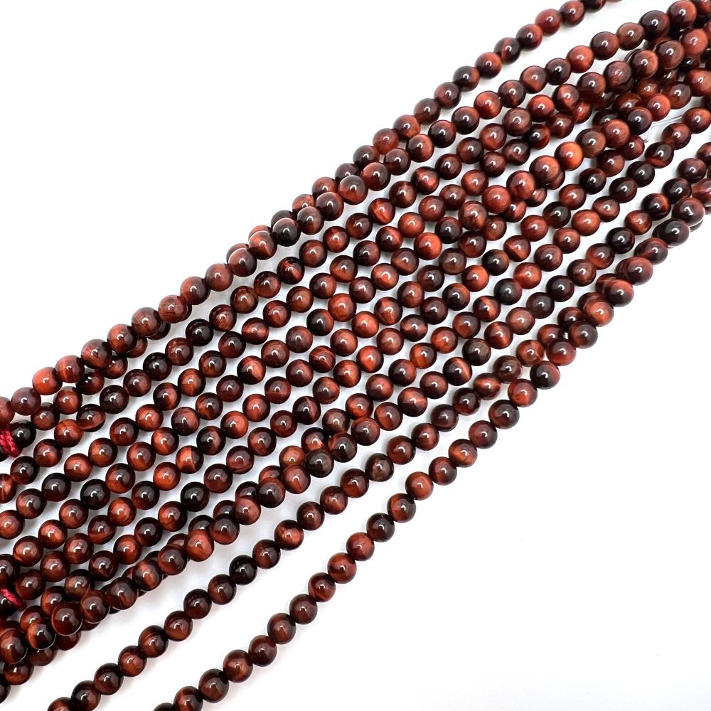 3mm Smooth Round, Red Tiger Eye Beads (16