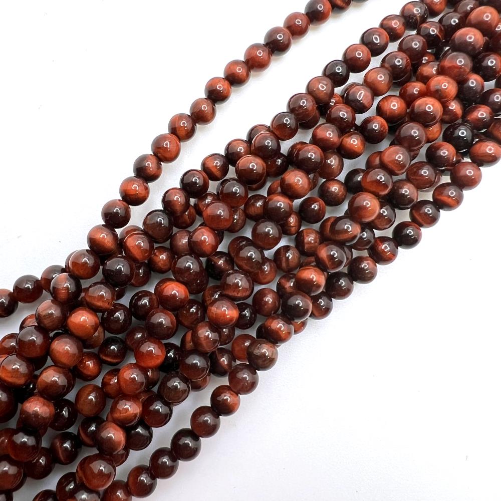 4mm Smooth Round, Red Tiger Eye Beads (16