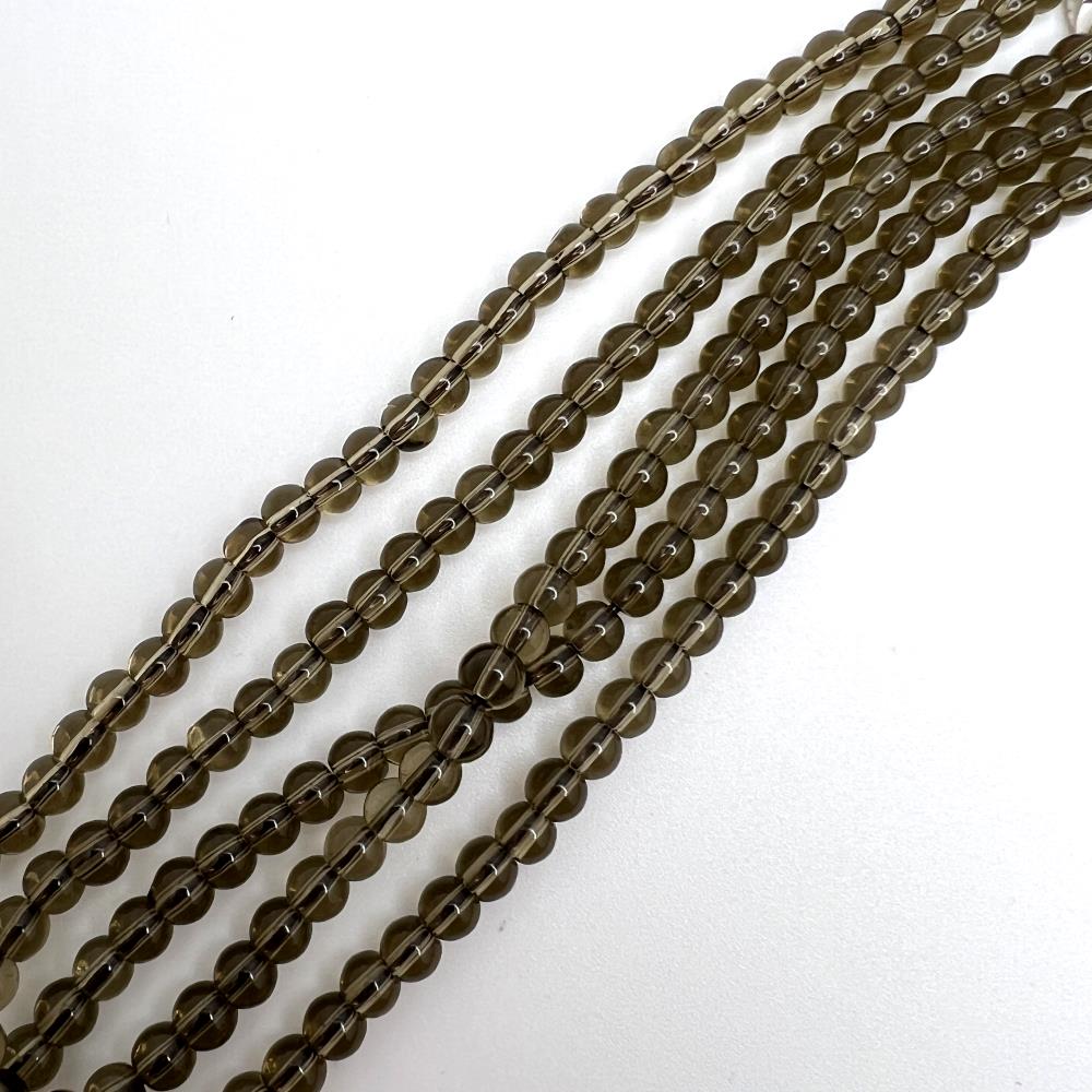 3mm Smooth Round, Smokey Quartz Beads (16