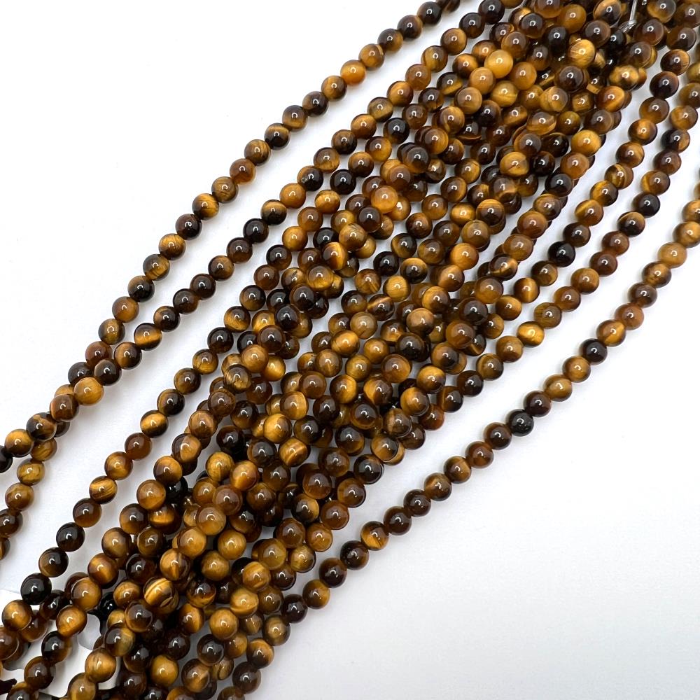 3mm Smooth Round, Tiger Eye Beads (16