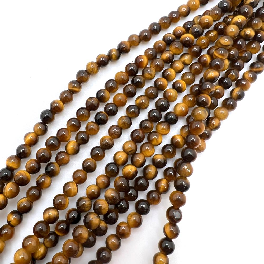 4mm Smooth Round, Tiger Eye Beads (16