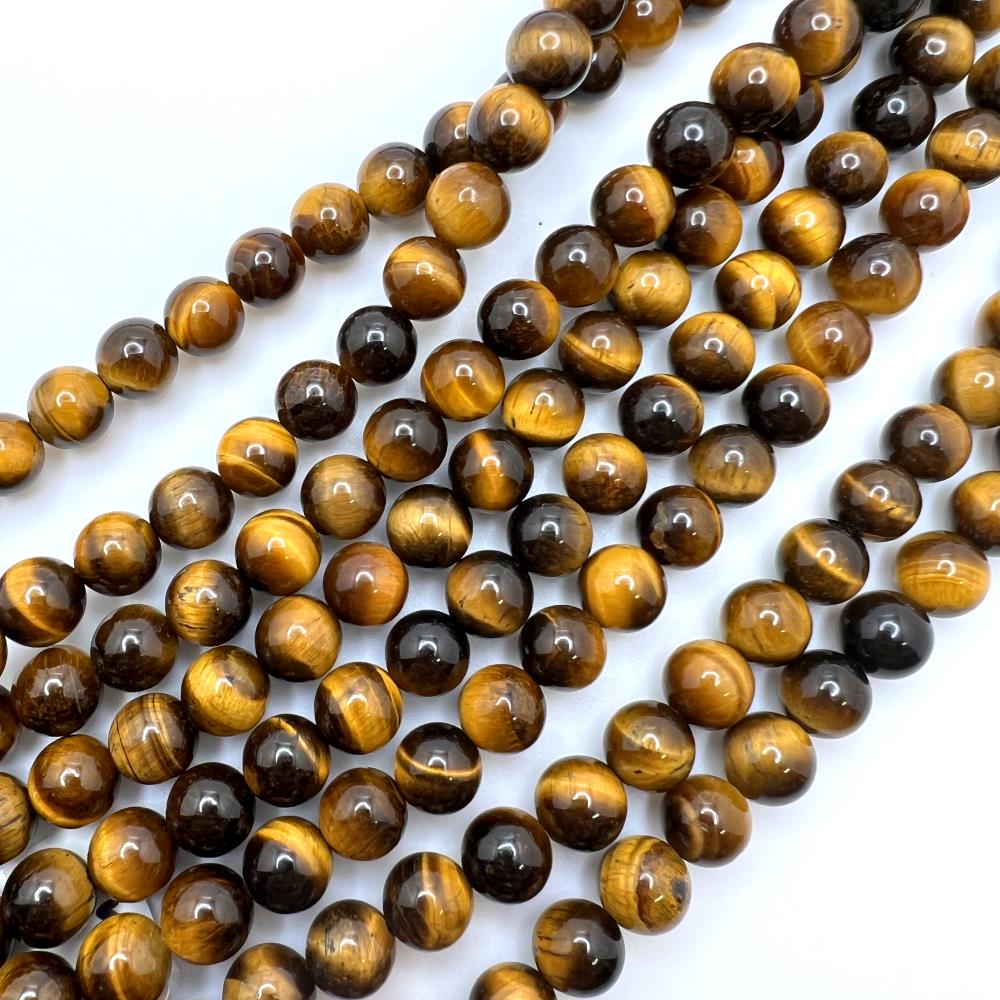 8mm Smooth Round, Tiger Eye Beads (16