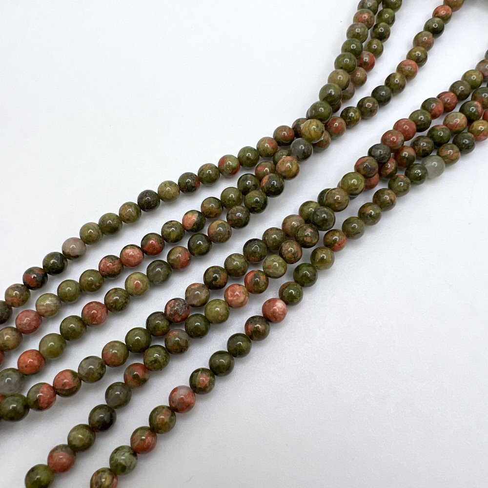 3mm Smooth Round, Unakite Beads (16